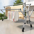 Foldable Stainless Steel Drying Rack with Wheels & Shoe Shelf