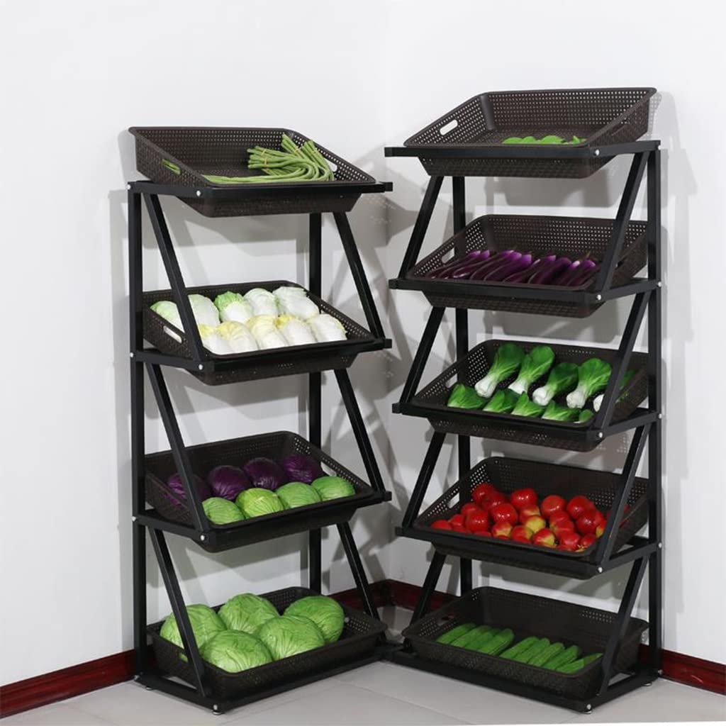 Kitchen Organizer 4-5 Tier Fruit Basket for Kitchen, Stackable Metal Fruit Vegetable Storage Baskets Organizer Stand, Potato and Onion Storage Bins Rack for Pantry (Color : A, Size (A 66*35*140cm)