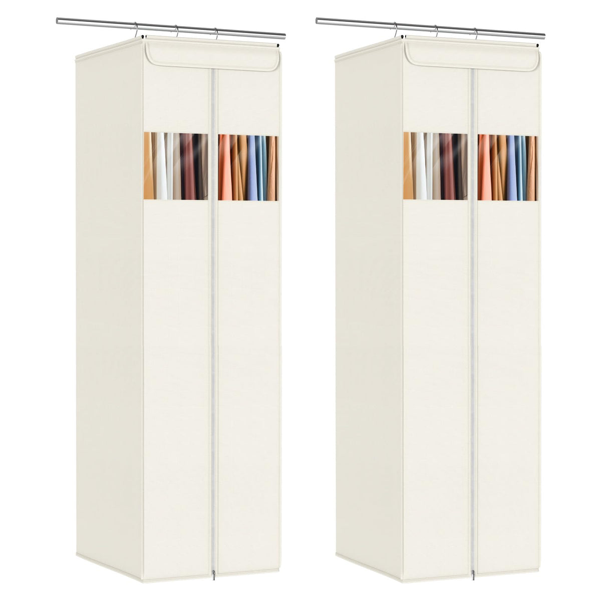 Zilink Clear Garment Bags for Hanging Clothes Large Hanging Garment Bag for Closet Storage with Clear Window Space Saving Garment Storage Bags for Suits, Coats, Dresses