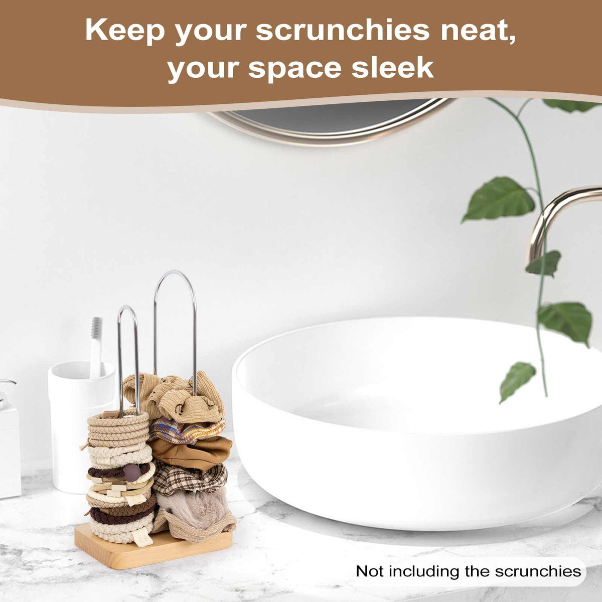 SCUNDA 2-Tier Scrunchie Holder Stand – Hair Tie Organizer Display for Hair Accessories, Jewelry & More – Compact and Stylish Storage Solution