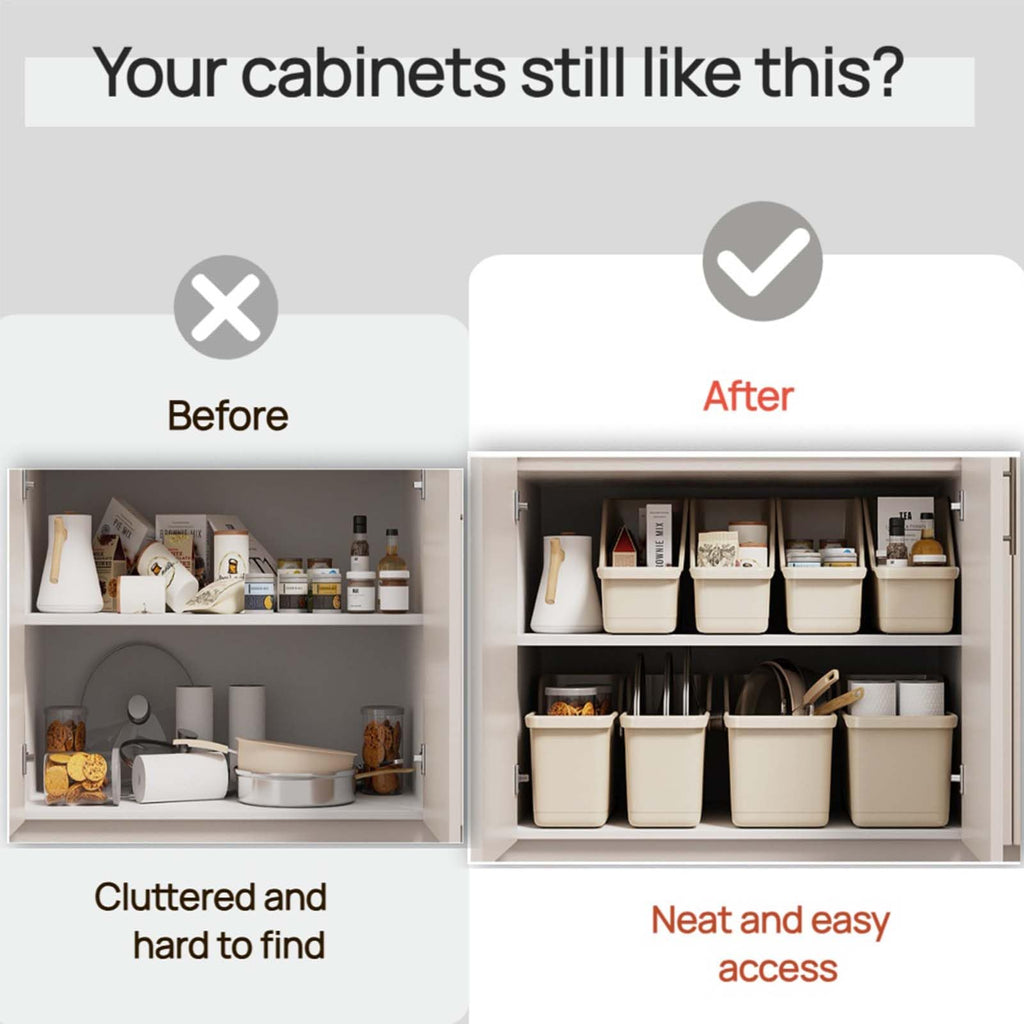 Multi-Use Pull-Out Cabinet Bin with Rolling Wheels Under Sink Storage Basket for Kitchen & Bathroom Perfect for Pantry & High Cabinets (Small Size)