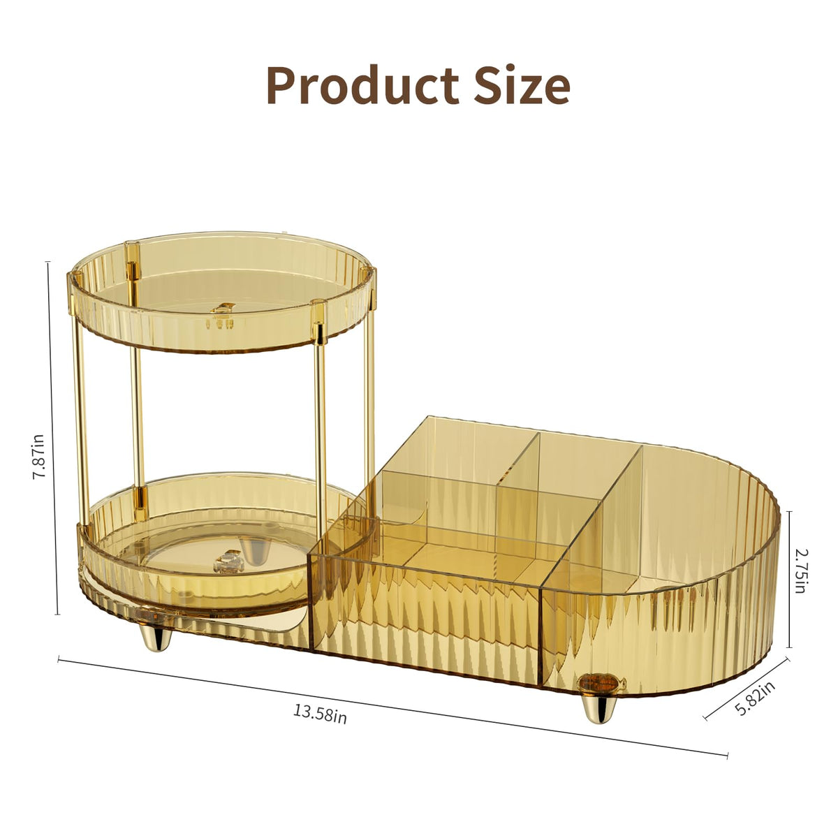 Rotating Vanity Makeup Organizer with Tiered Trays