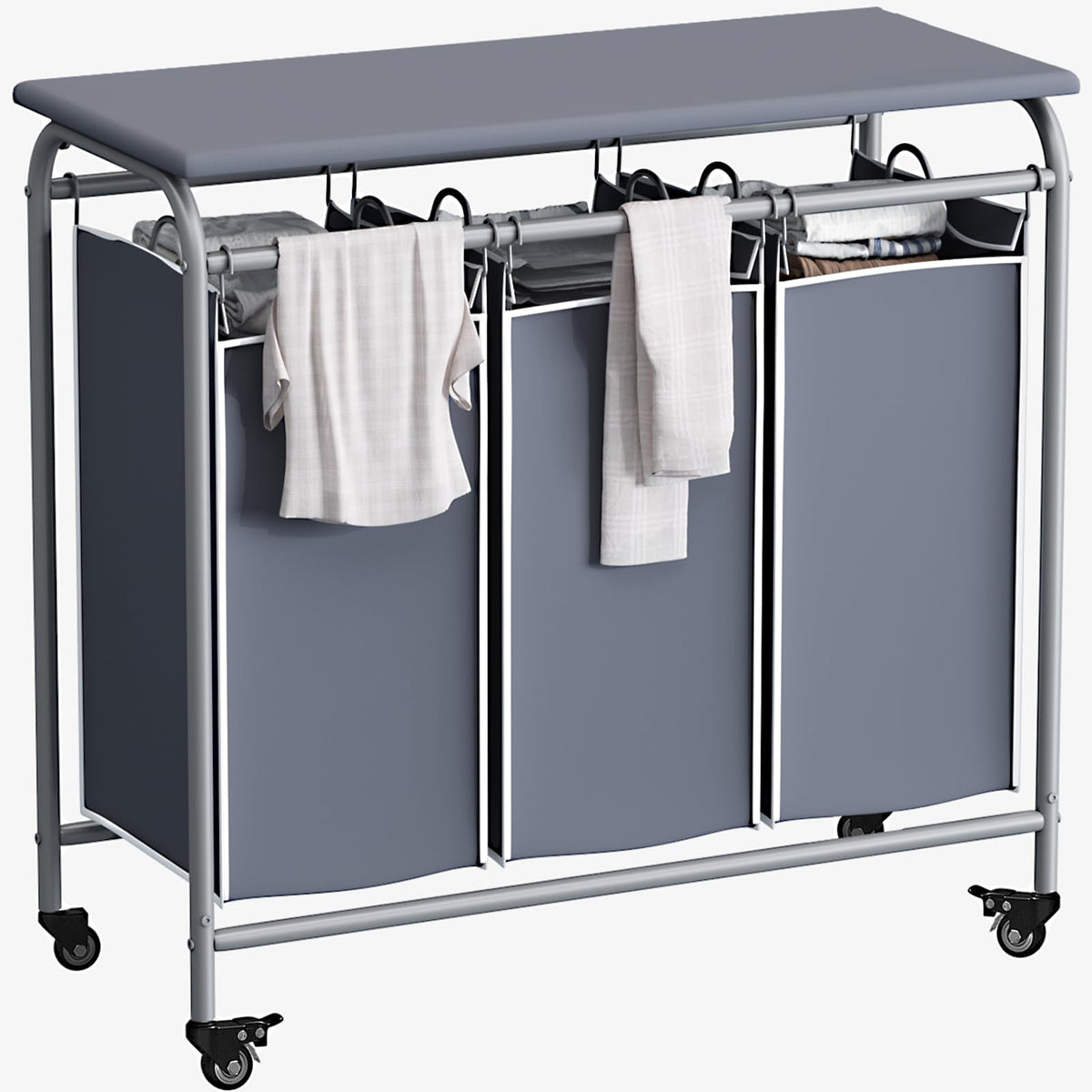 135L 3-Section Laundry Hamper & Clothes Sorter