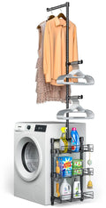 Over-Washer Laundry Shelf with Hanging Rod & Basket