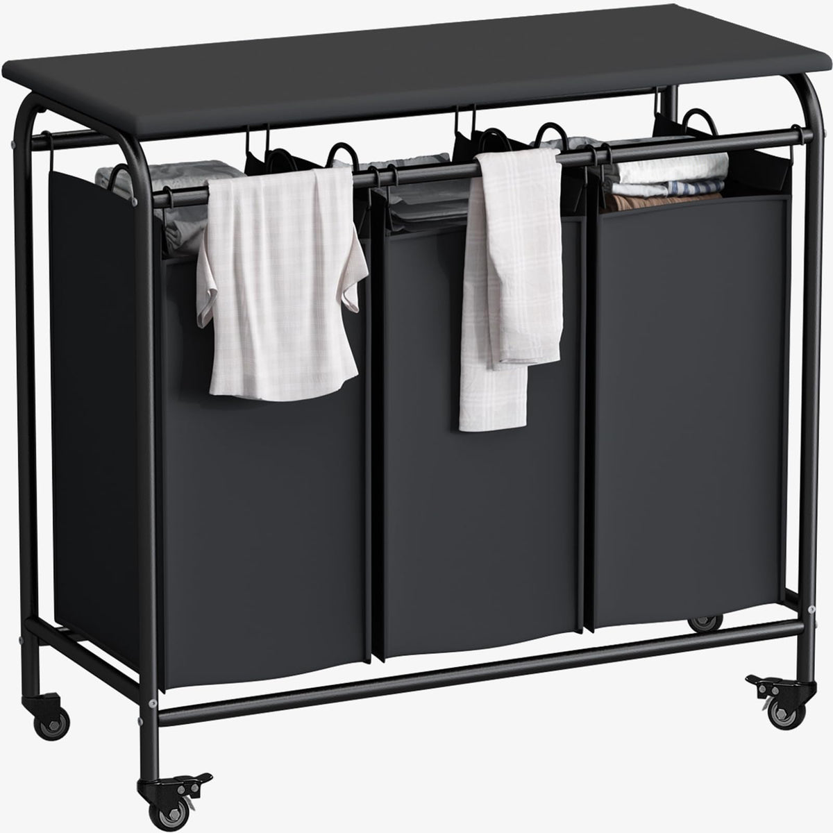 135L 3-Section Laundry Hamper & Clothes Sorter