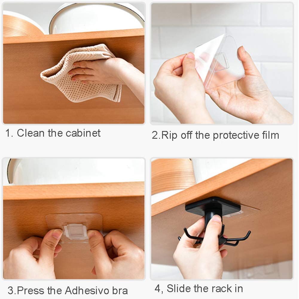 2-Pack 360° Rotating Under-Cabinet Utensil Hooks