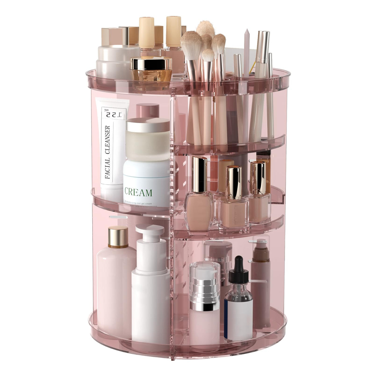 8-Tier Rotating Makeup & Skincare Organizer with Brush Holder