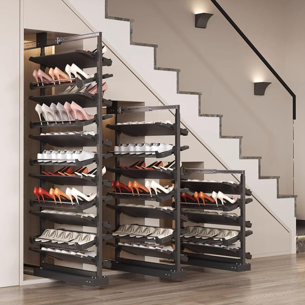 Adjustable Pull-Out Metal Shoe Rack for Closet Storage