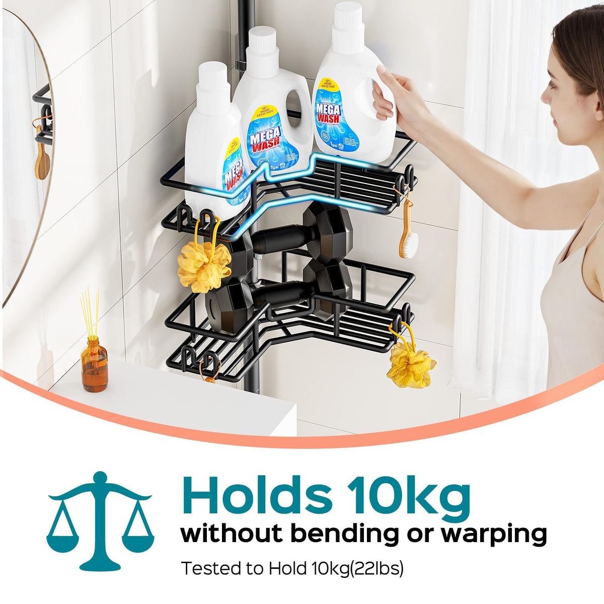 Corner Shower Caddy Organizer for Bathroom Storage