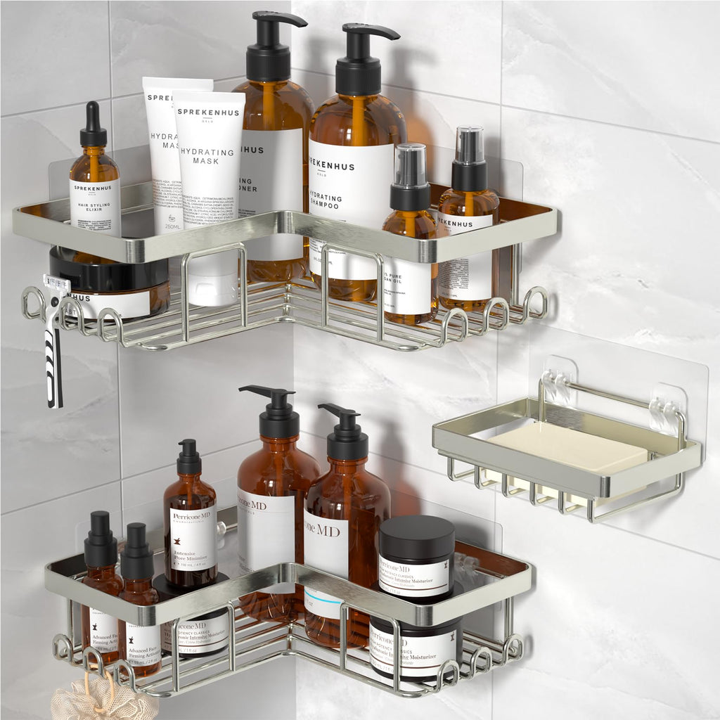 Adhesive Corner Shower Caddy Organizer for Bathroom