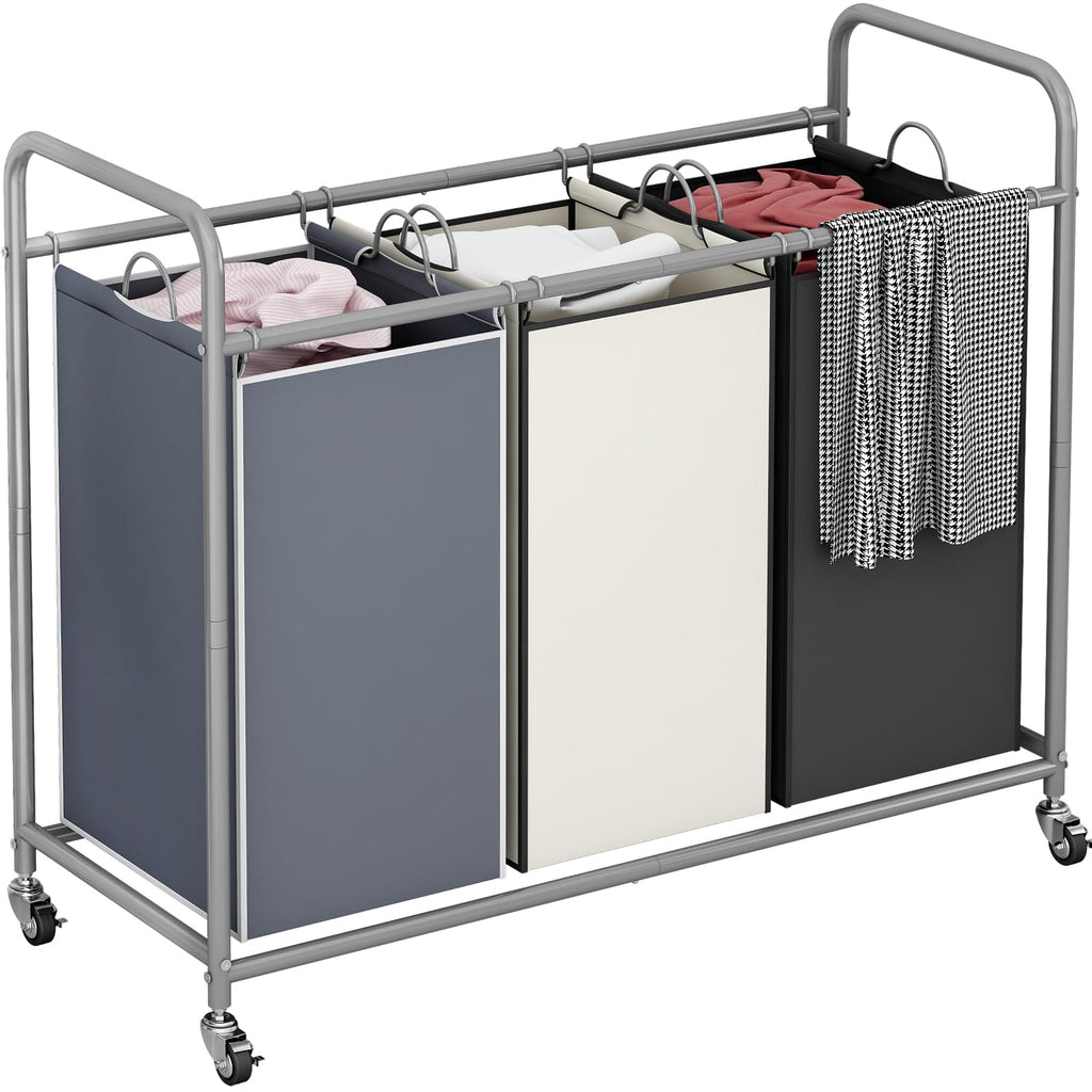 135L 3-Section Laundry Hamper & Clothes Sorter