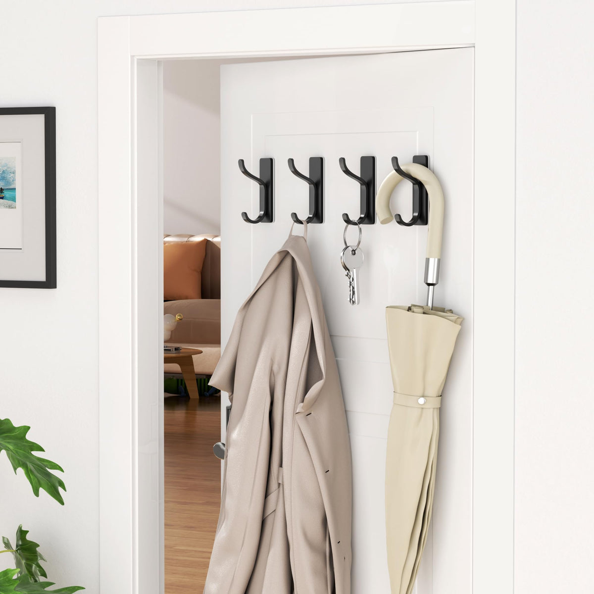 Heavy-Duty Adhesive Wall Hooks for Towels, Coats & Bags