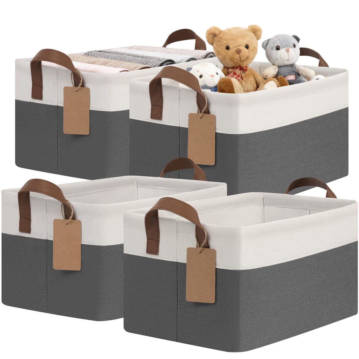 4-Pack Fabric Storage Baskets for Shelves & Closets