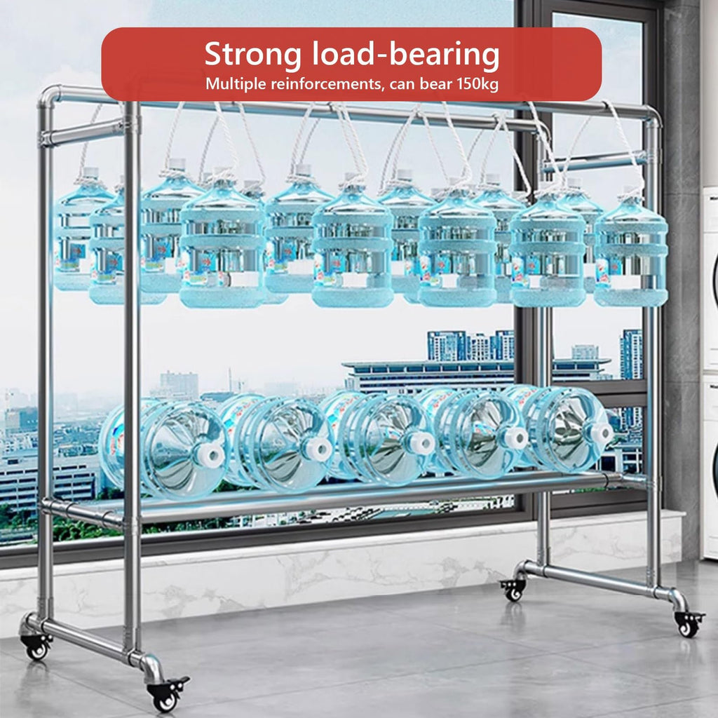 Adjustable Heavy-Duty Clothes Drying Rack with Shoe Shelf