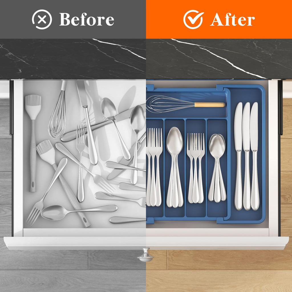 Lifewit Expandable Silverware Drawer Organizer, Kitchen Utensil Tray