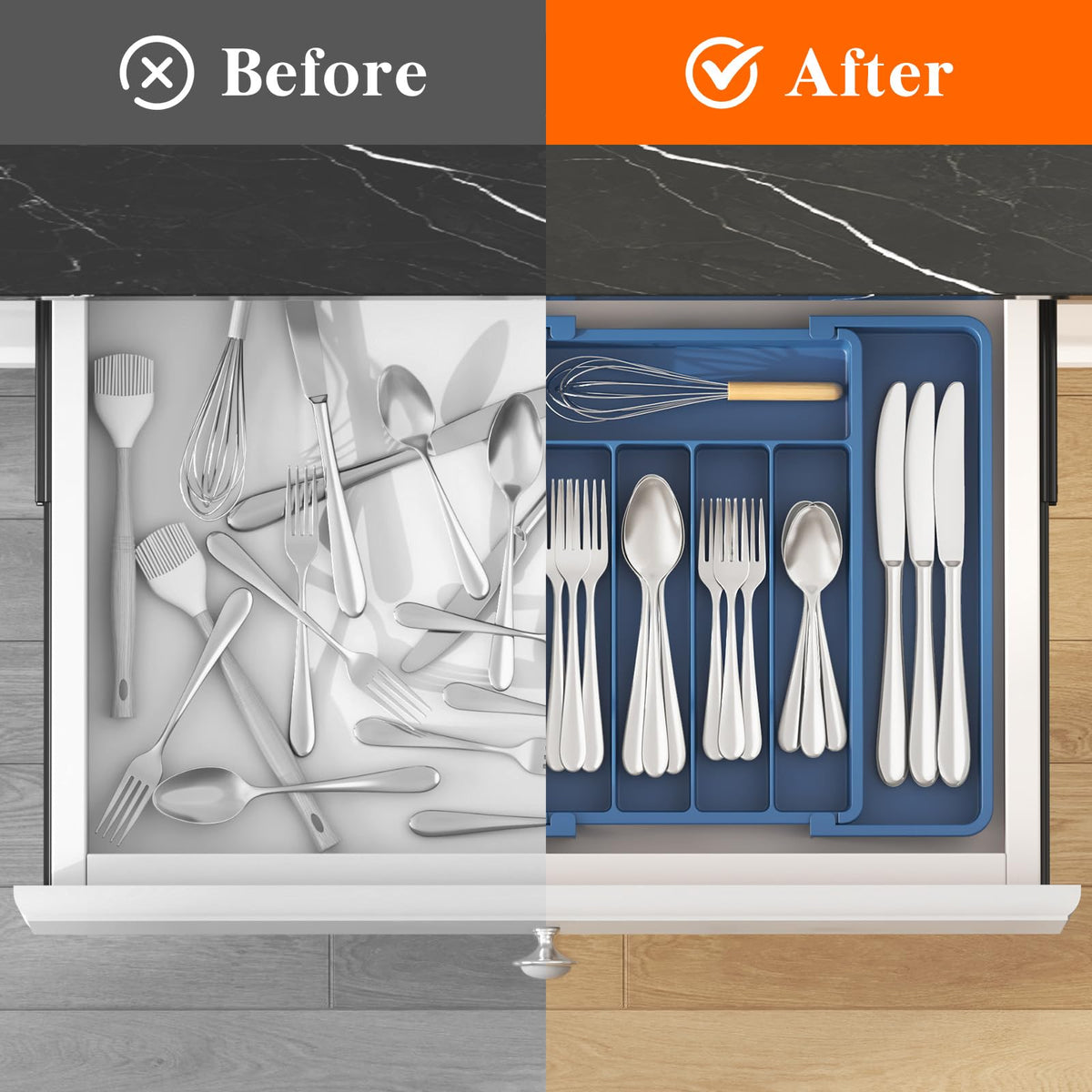 Lifewit Expandable Silverware Drawer Organizer, Kitchen Utensil Tray