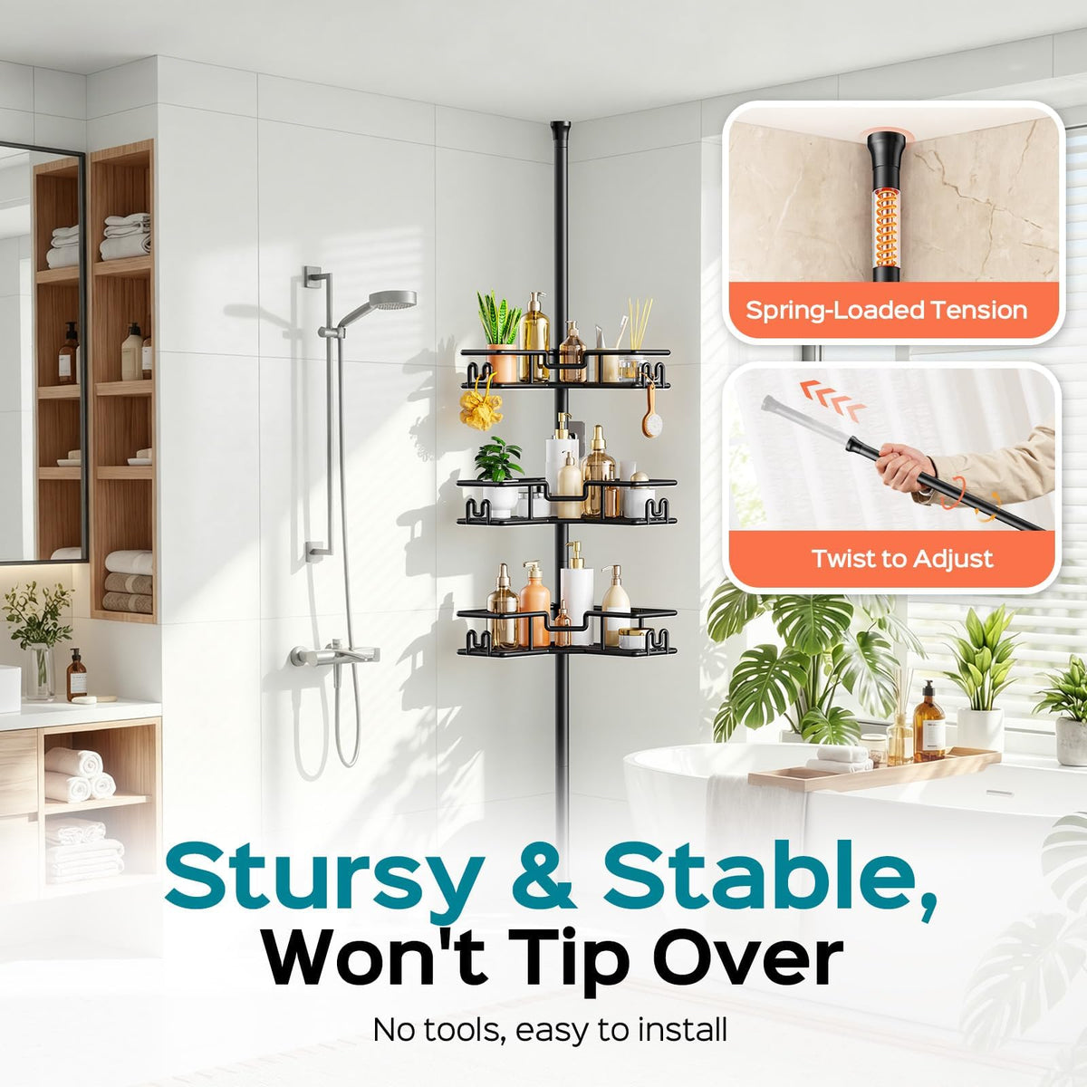 Corner Shower Caddy Organizer for Bathroom Storage