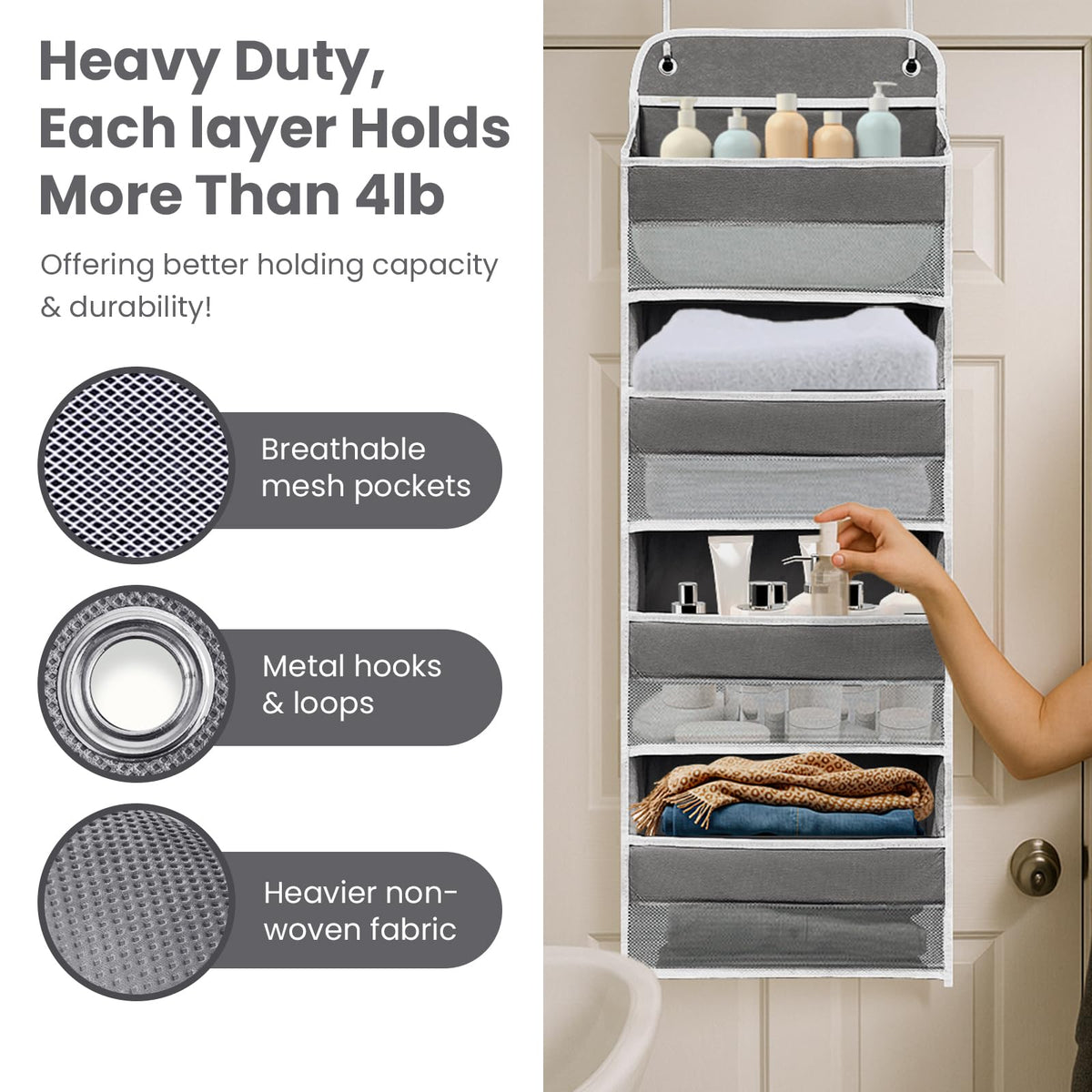 4-Tier Over-the-Door Hanging Storage Organizer