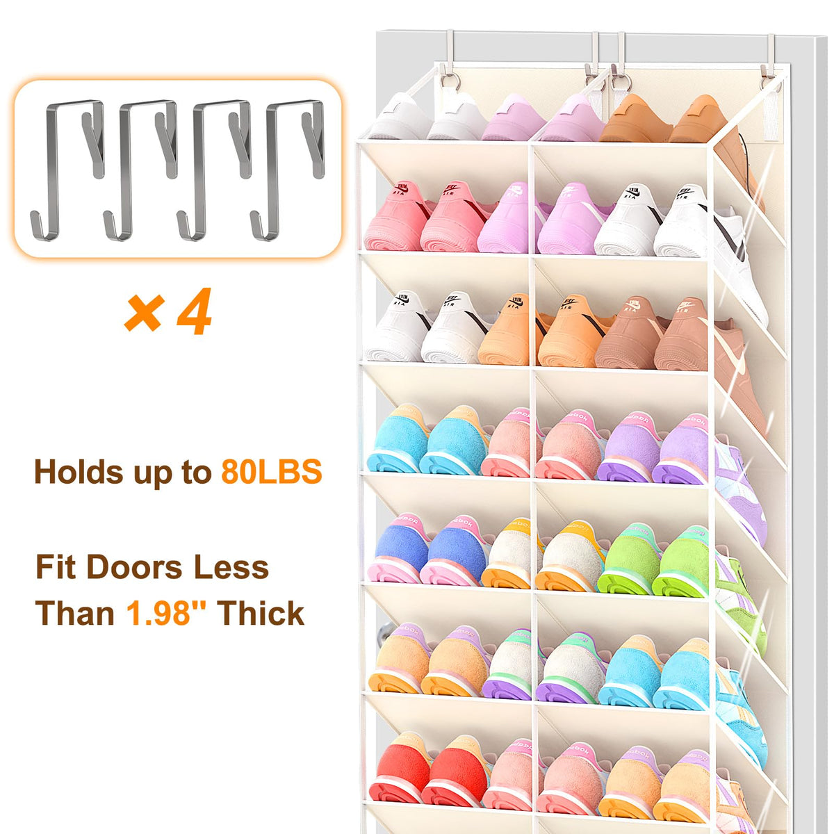 30-Pocket Over-the-Door Mesh Shoe Organizer for Closet
