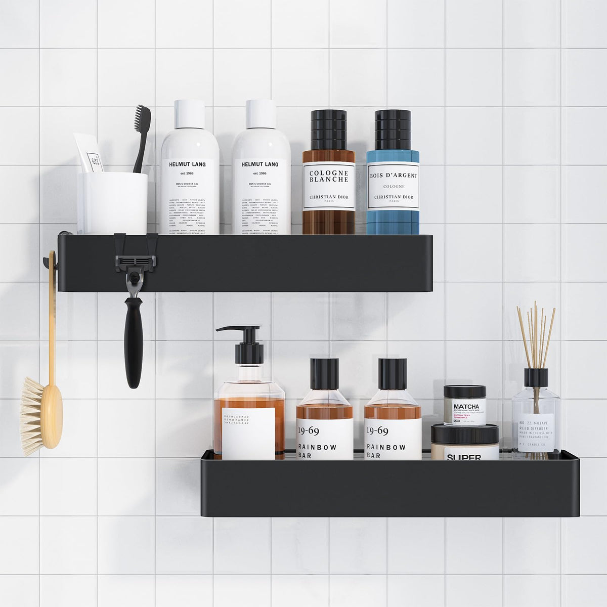 2-Pack Adhesive Shower Caddy Organizer for Bathroom