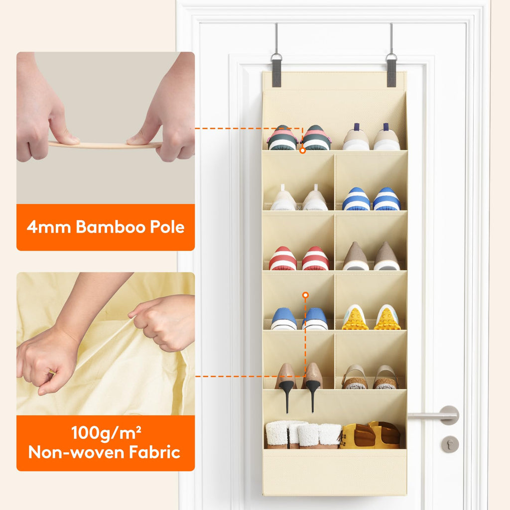 Over-the-Door Fabric Shoe Organizer with Deep Pockets