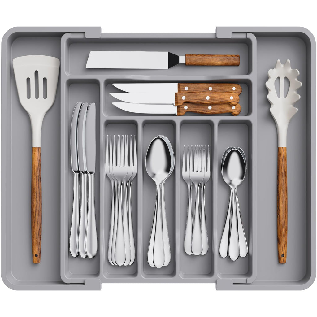 Lifewit Expandable Silverware Drawer Organizer, Kitchen Utensil Tray