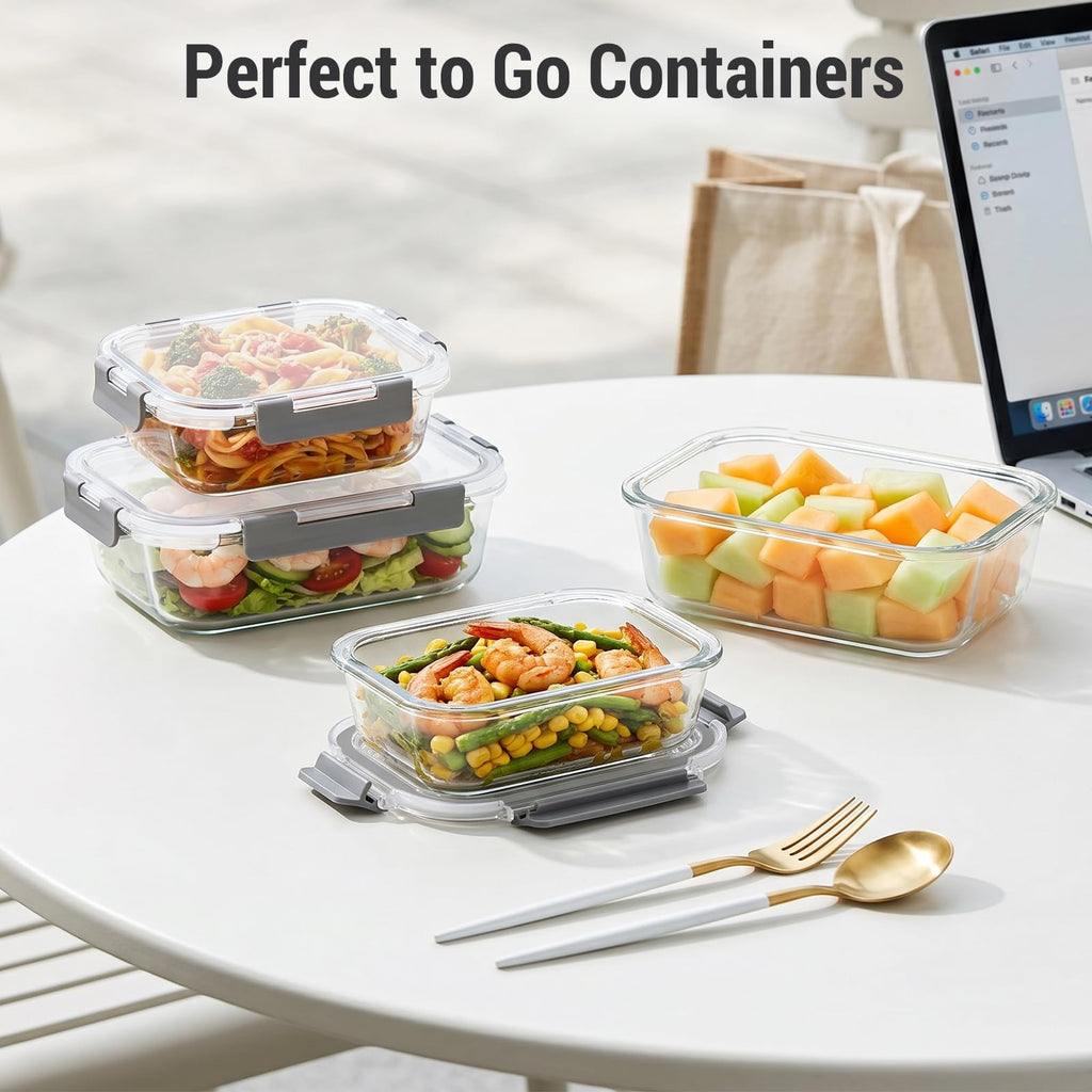 Dealusy 10 Sets 36 oz & 12 oz Glass Food Storage Containers with lids