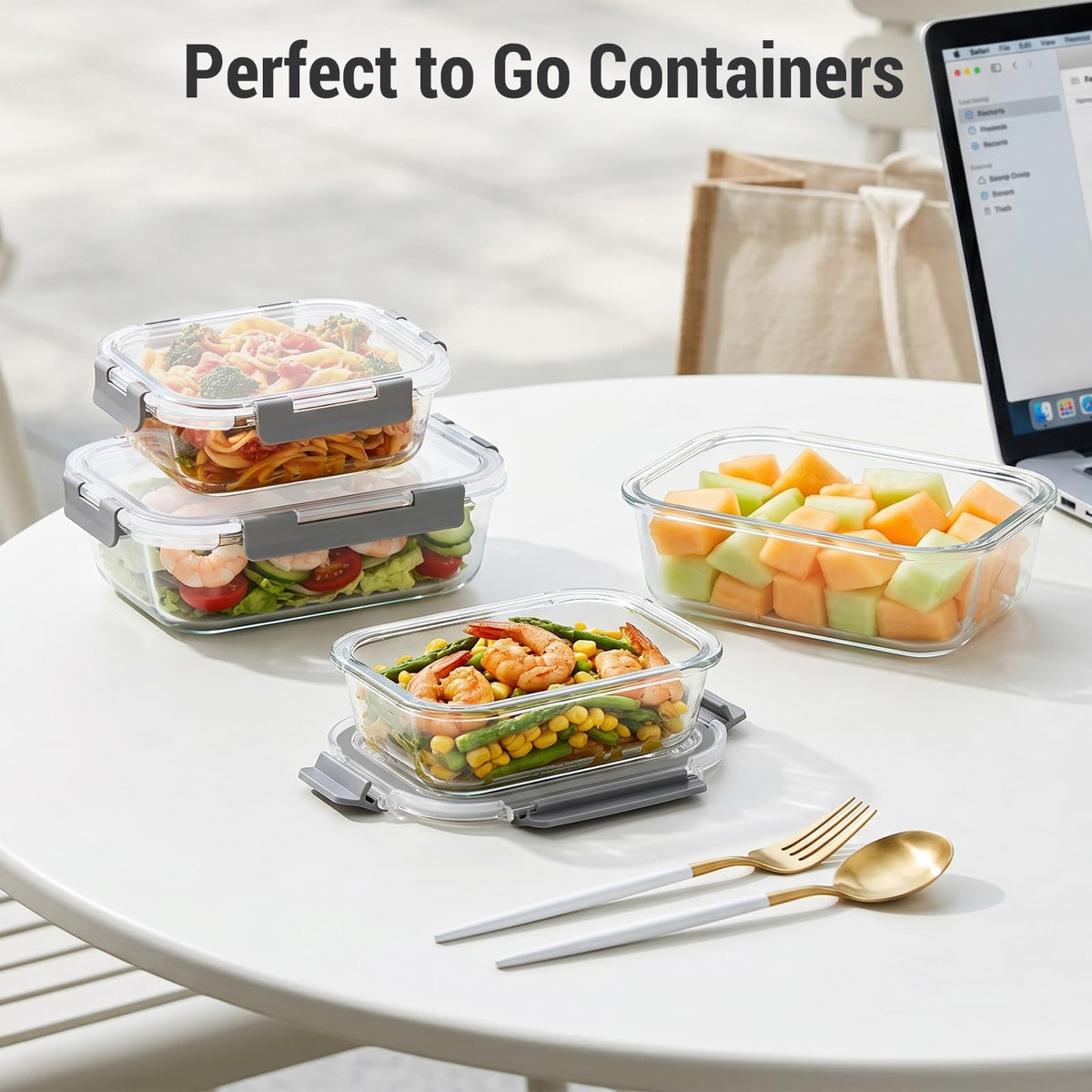 Dealusy 10 Sets 36 oz & 12 oz Glass Food Storage Containers with lids