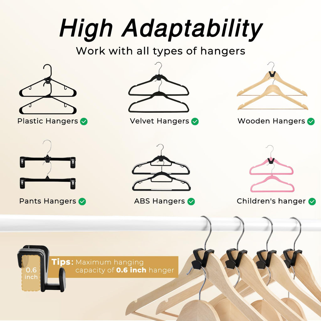 Multi-Pack Space-Saving Clothes Hanger Connector Hooks