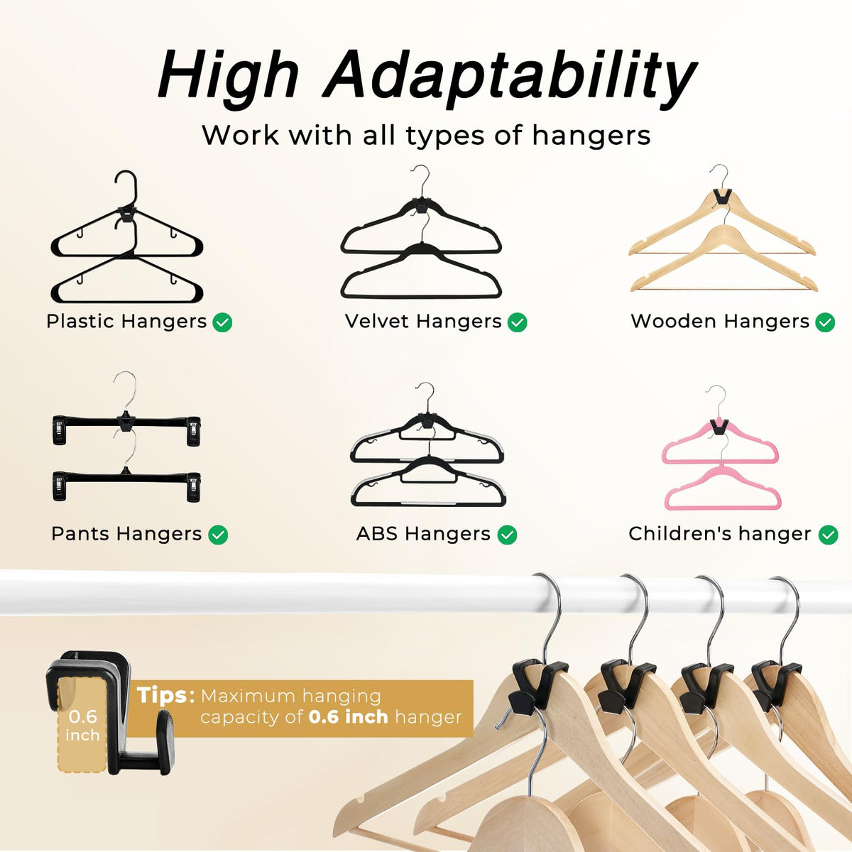 Multi-Pack Space-Saving Clothes Hanger Connector Hooks