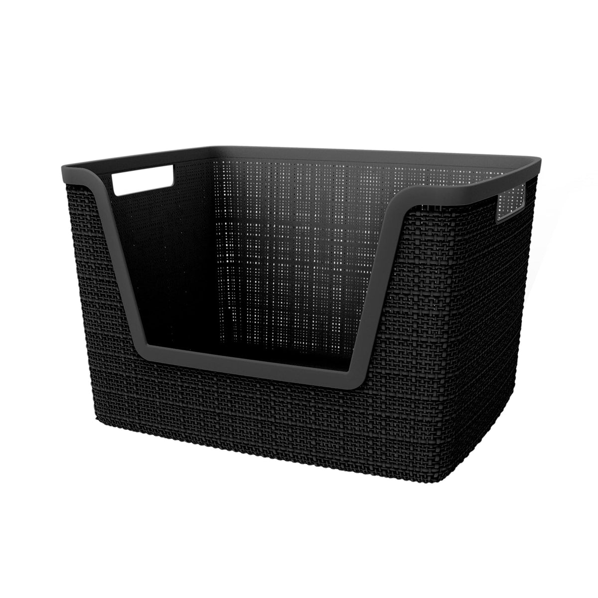 Curver Jute Decorative Plastic Organization and Storage Basket Perfect Bins for Home Office, Closet Shelves, Kitchen Pantry and All Bedroom Essentials