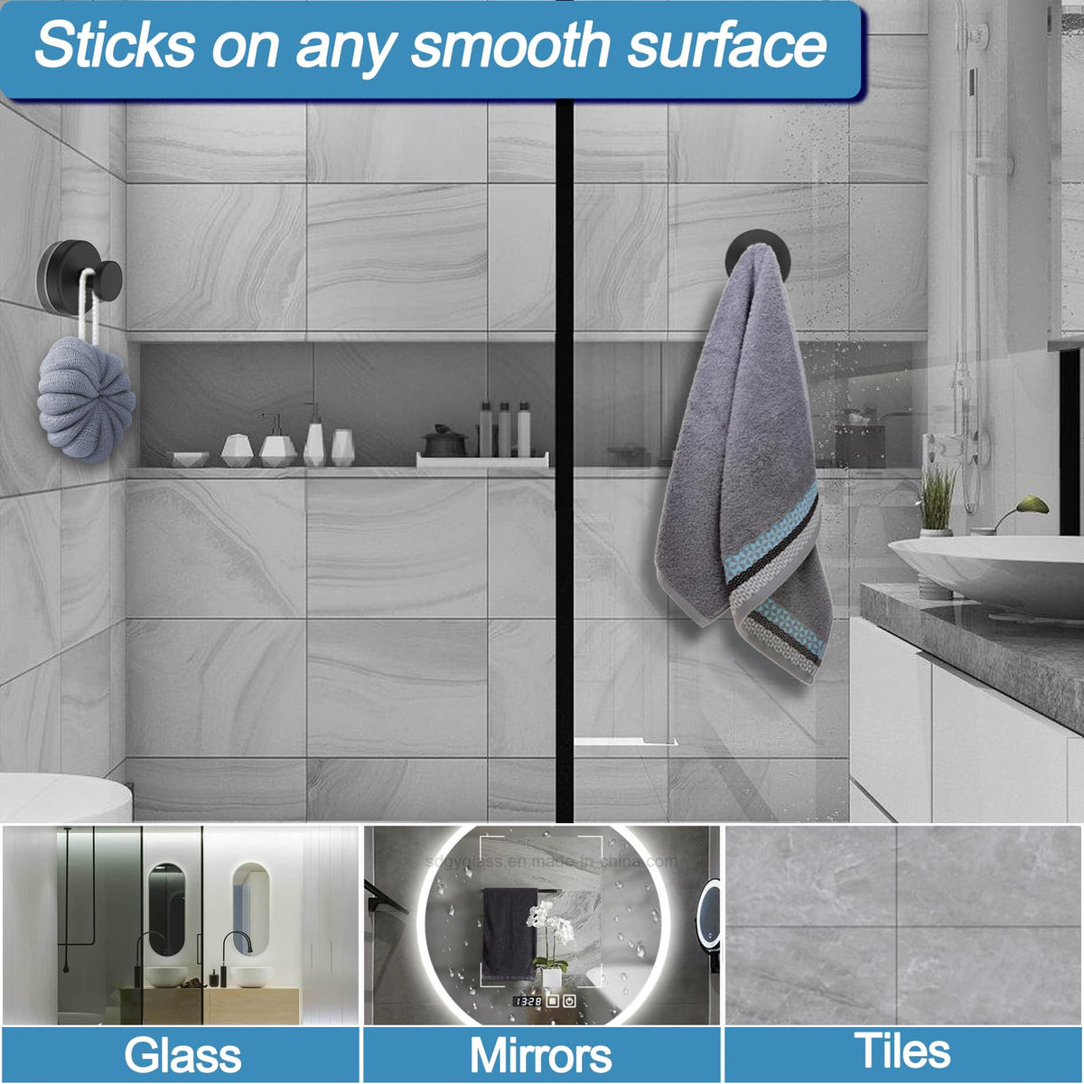 Large Suction Cup Shower Hooks for Glass & Mirrors