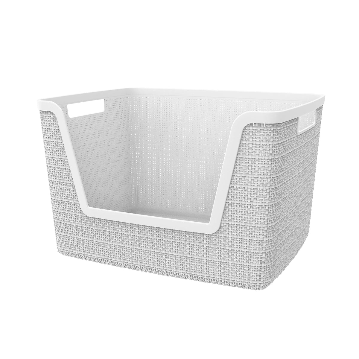Curver Jute Decorative Plastic Organization and Storage Basket Perfect Bins for Home Office, Closet Shelves, Kitchen Pantry and All Bedroom Essentials