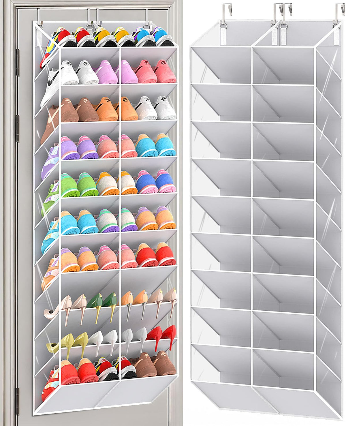 UVIAHOMI 30 Over the Door Shoe Organizer Large Mesh Pocket Hanging Shoe Rack for Closet