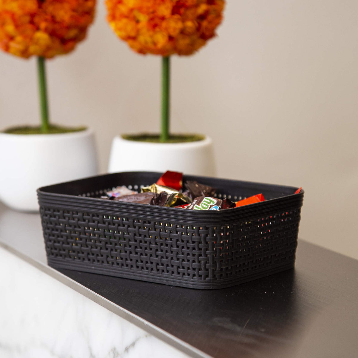 BINO | Woven Plastic Basket - THE JUTE COLLECTION | Home Organization, Space - Saving Storage, Stylish Design | Jute Basket | Plastic Storage Basket