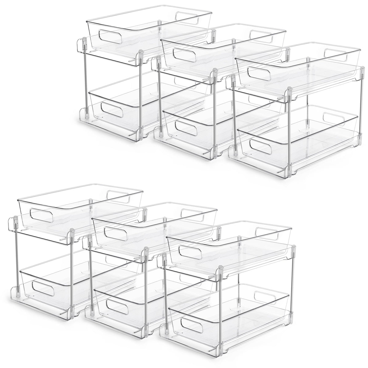 4-Pack 2-Tier Clear Pull-Out Under-Sink Organizers