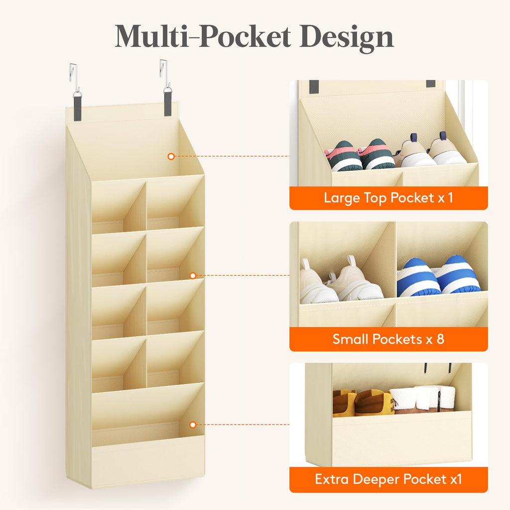 Over-the-Door Fabric Shoe Organizer with Deep Pockets