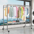 Adjustable Heavy-Duty Clothes Drying Rack with Shoe Shelf