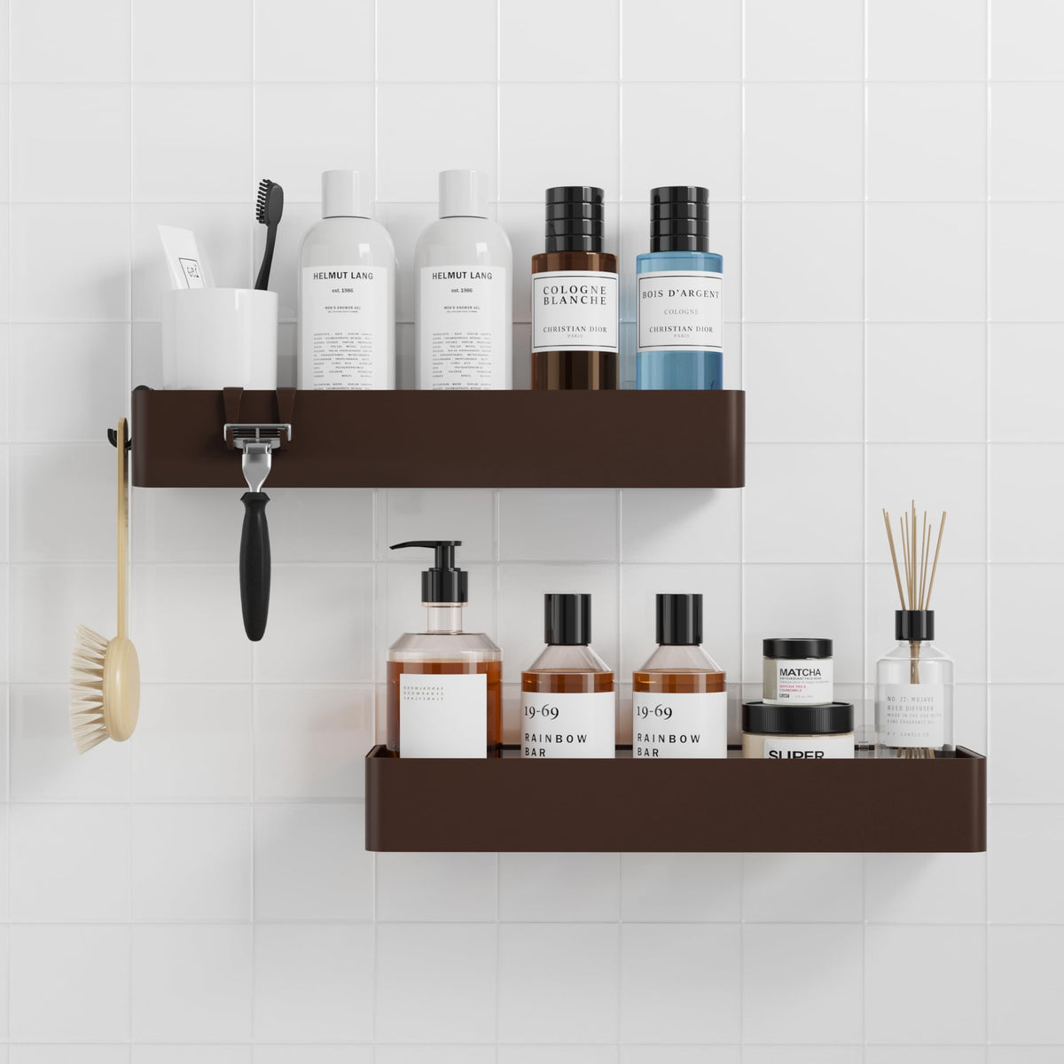 2-Pack Adhesive Shower Caddy Organizer for Bathroom