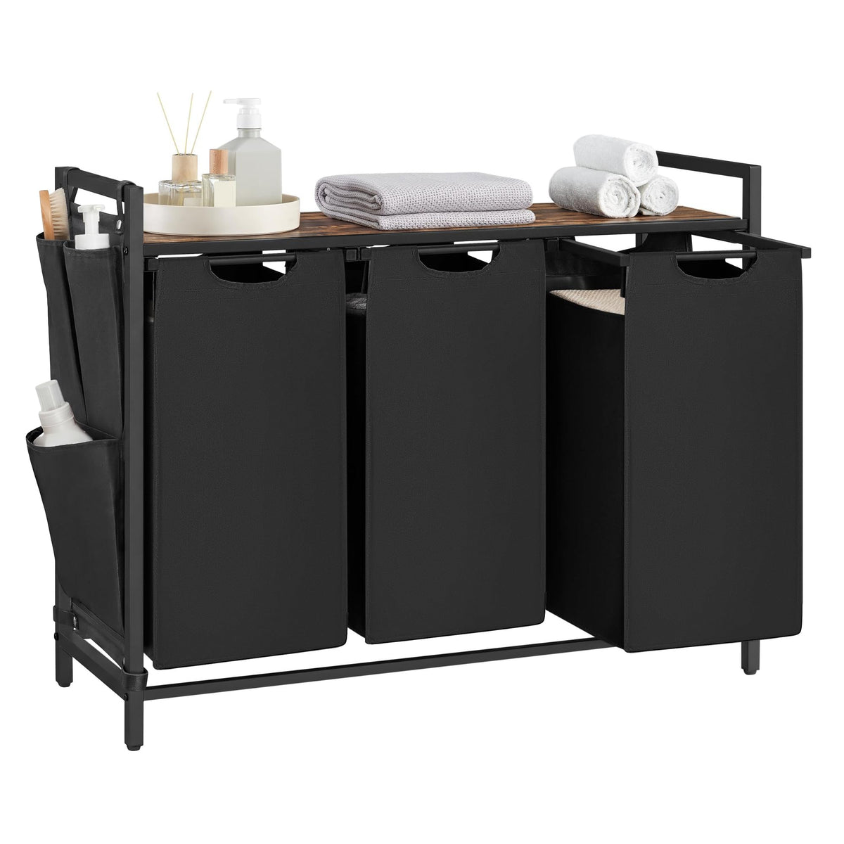 Laundry Basket with Removable Bag, Shelf & Metal Frame