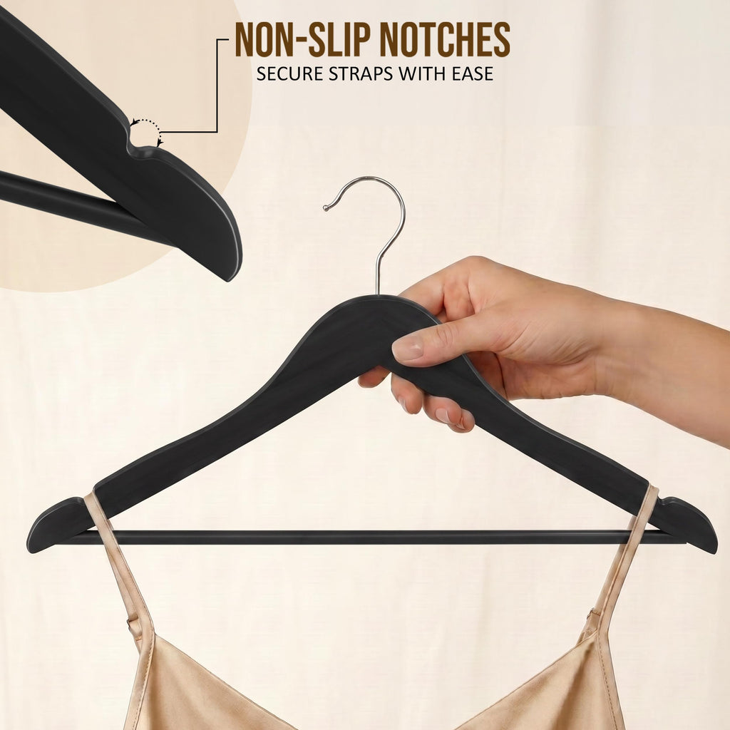 Premium Wooden Hangers with 360° Rotating Hooks