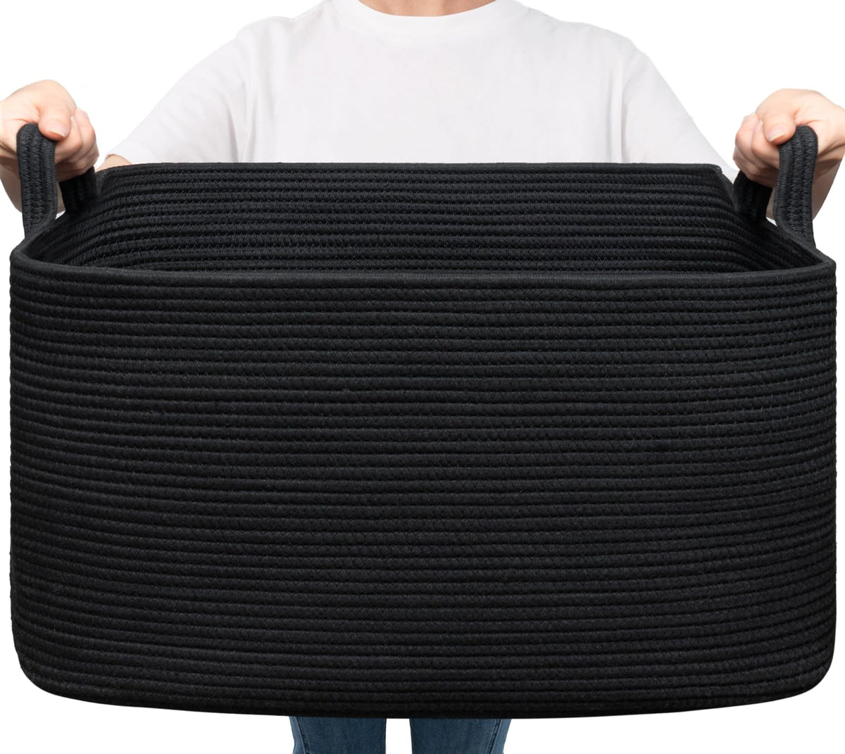 Woven Storage Baskets with Handles for Shelves & Closets