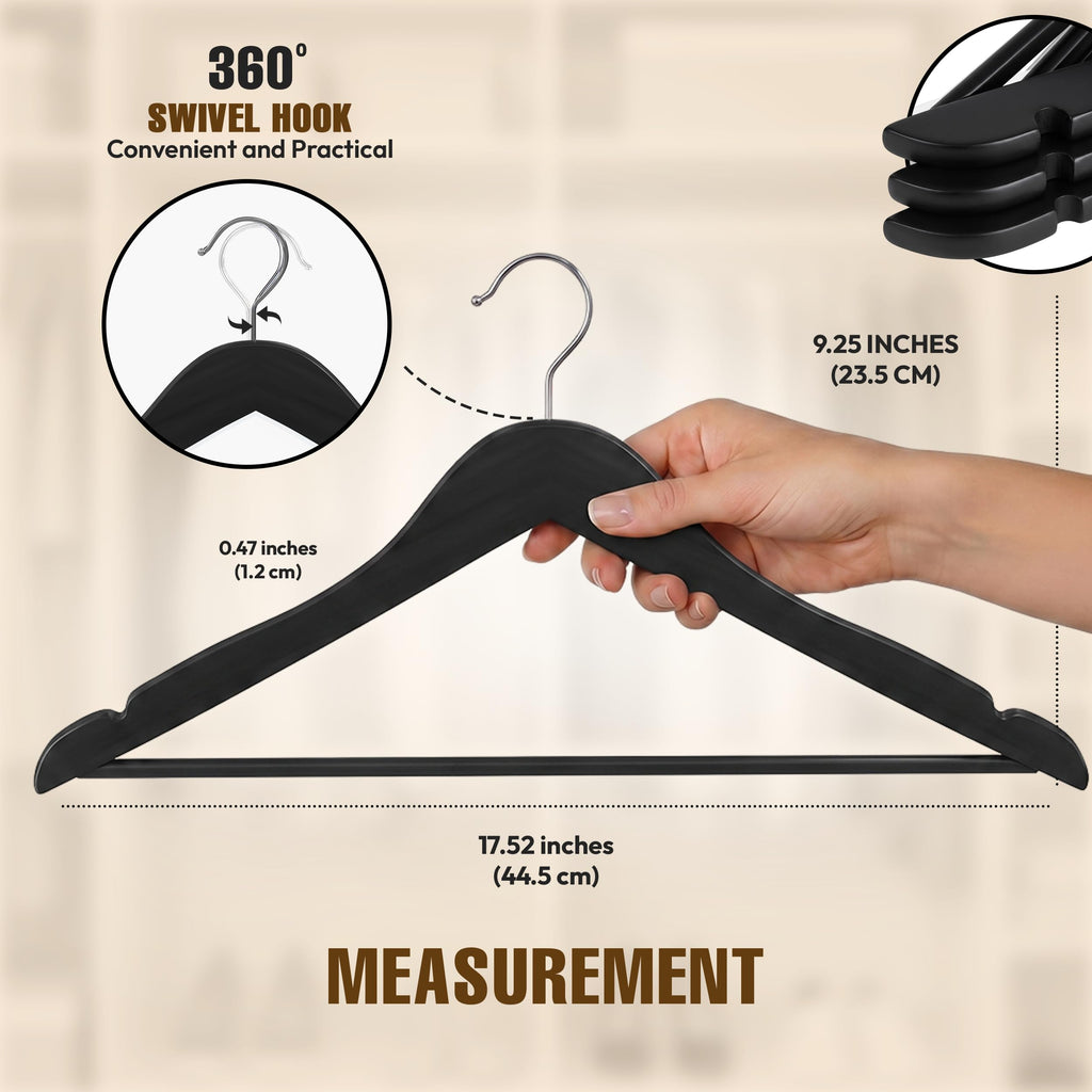 Premium Wooden Hangers with 360° Rotating Hooks