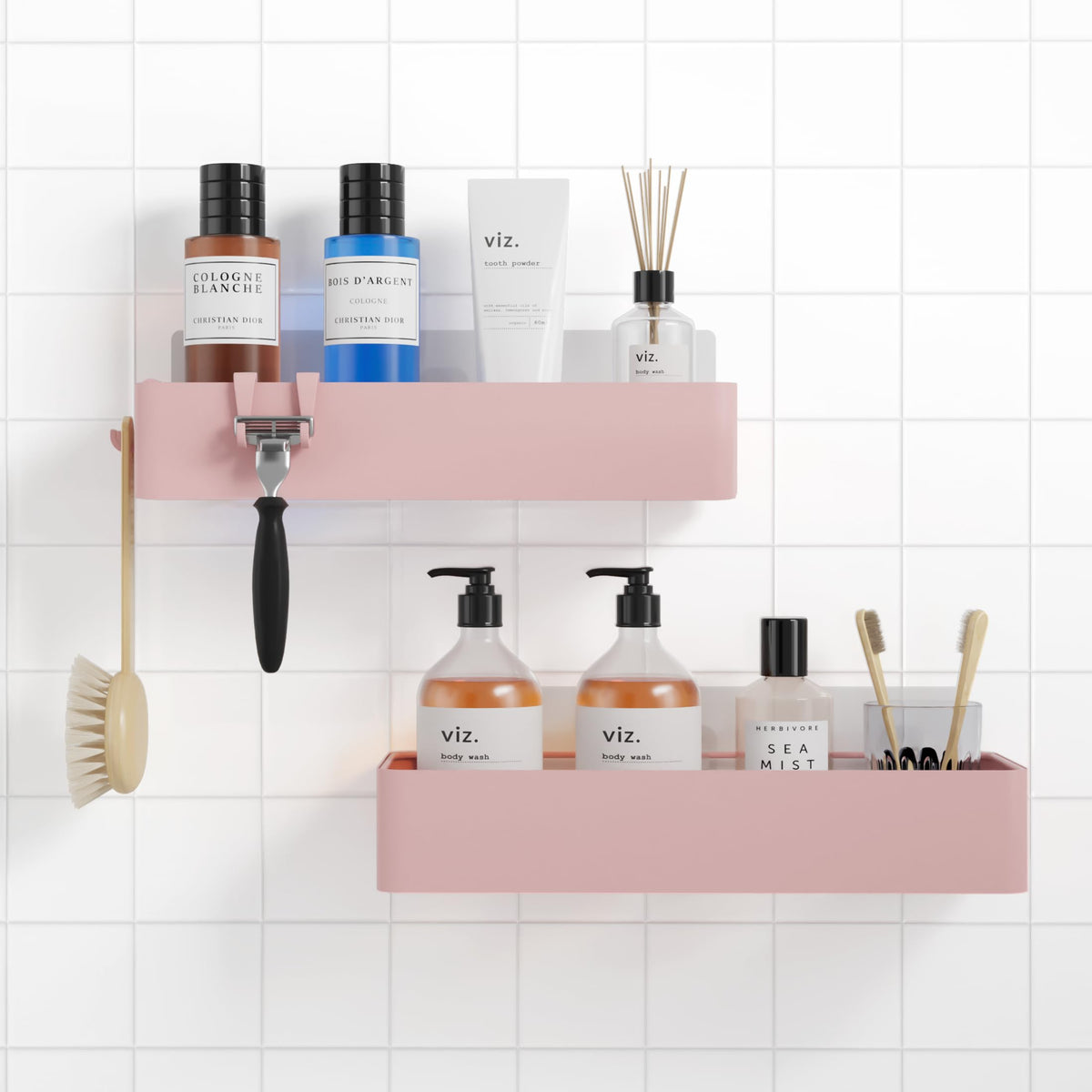 2-Pack Adhesive Shower Caddy Organizer for Bathroom