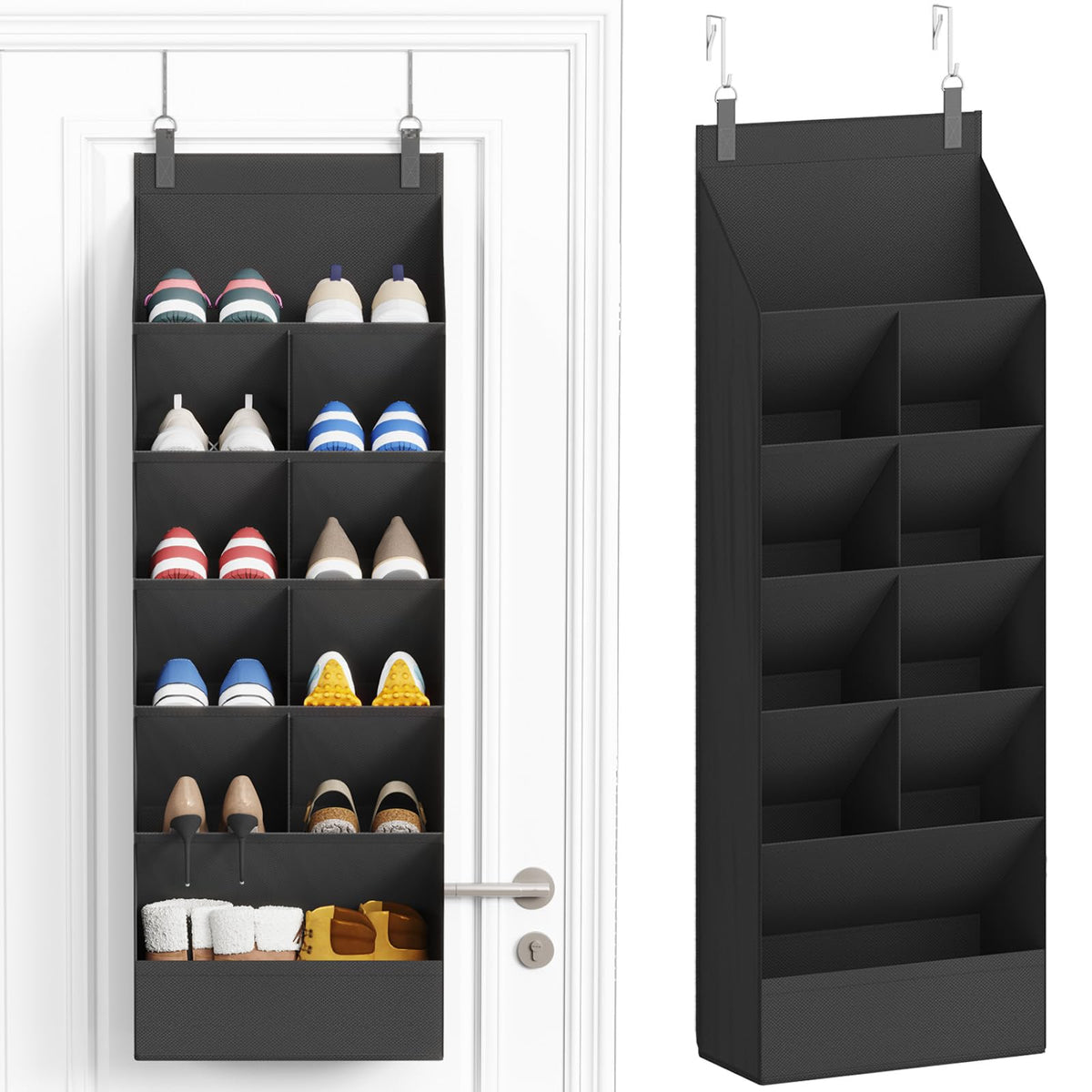 Lifewit Over the Door Shoe Organizer with Large Deep Pockets, Fabric Hanging Shoes Shelf for Closet, Dorm Storage, Shoe Rack Holder for Sneakers, Boots