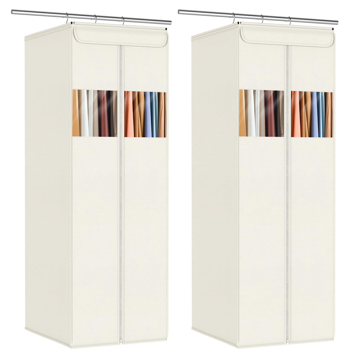 Zilink Clear Garment Bags for Hanging Clothes Large Hanging Garment Bag for Closet Storage with Clear Window Space Saving Garment Storage Bags for Suits, Coats, Dresses