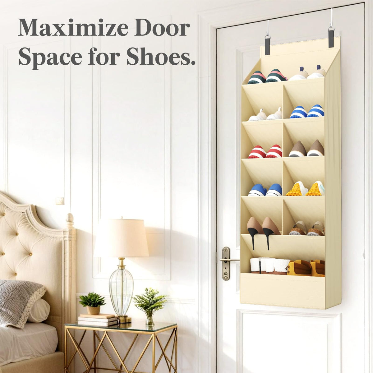 Over-the-Door Fabric Shoe Organizer with Deep Pockets