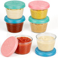 6 Pack Salad Dressing Container, 2.4 oz Glass Dipping Sauce Cups with Lids