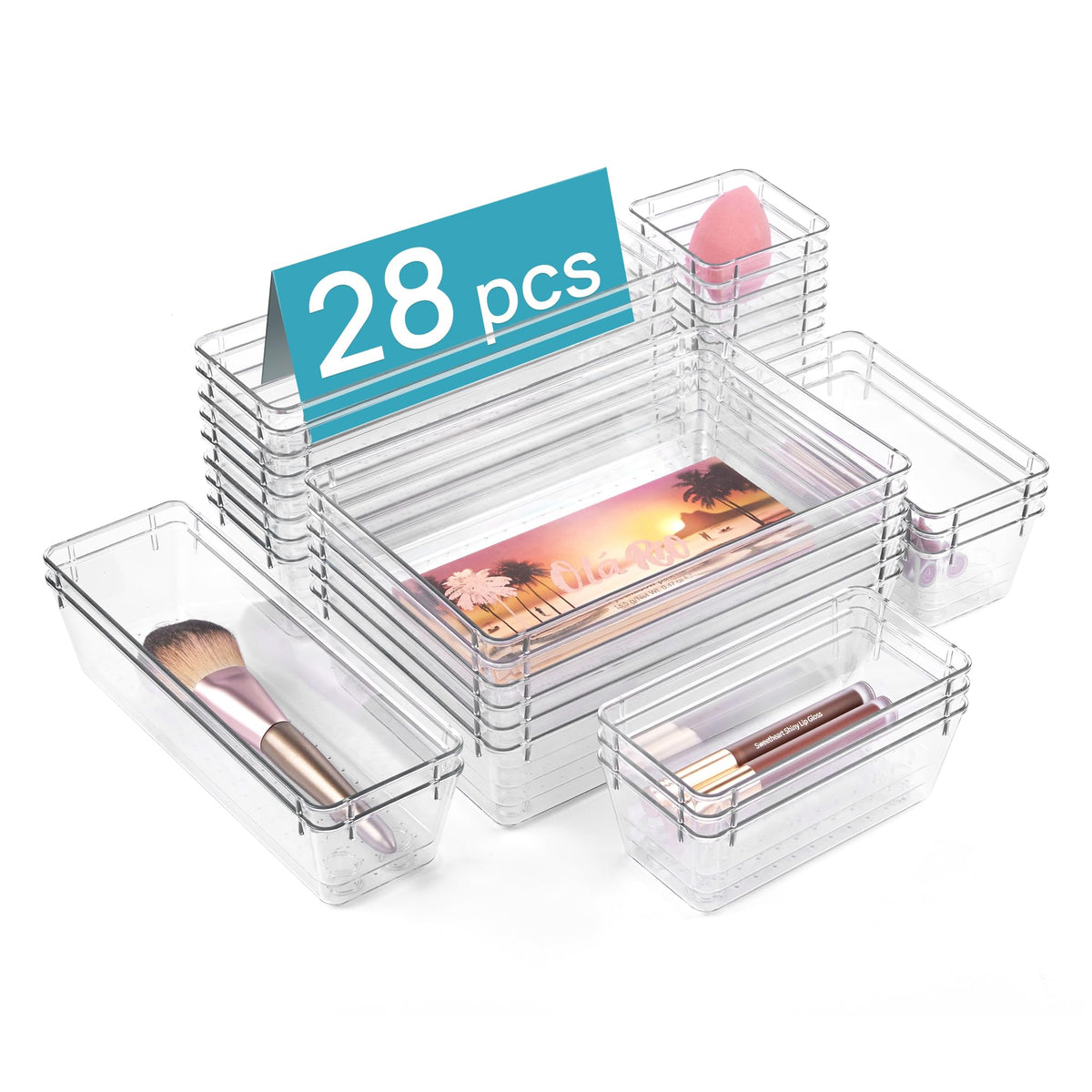 Clear Plastic Drawer Organizer Trays for Home Storage