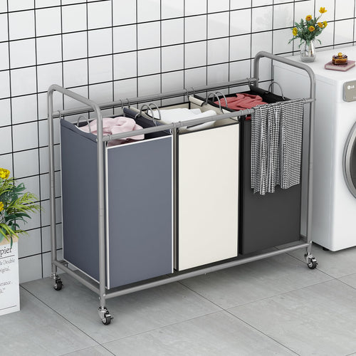 135L 3-Section Laundry Hamper & Clothes Sorter